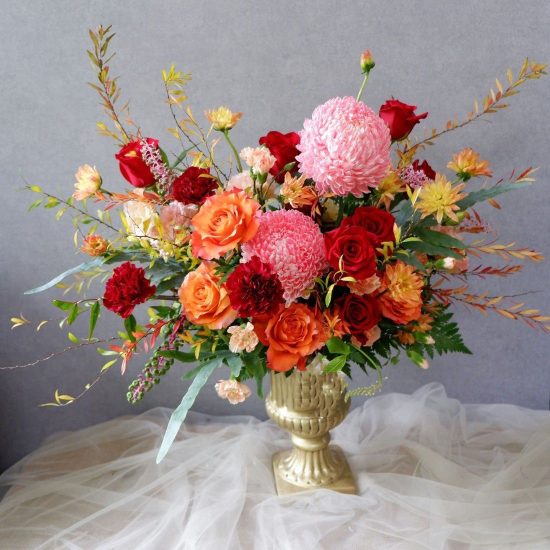 bình hoa mix tông cam  -911