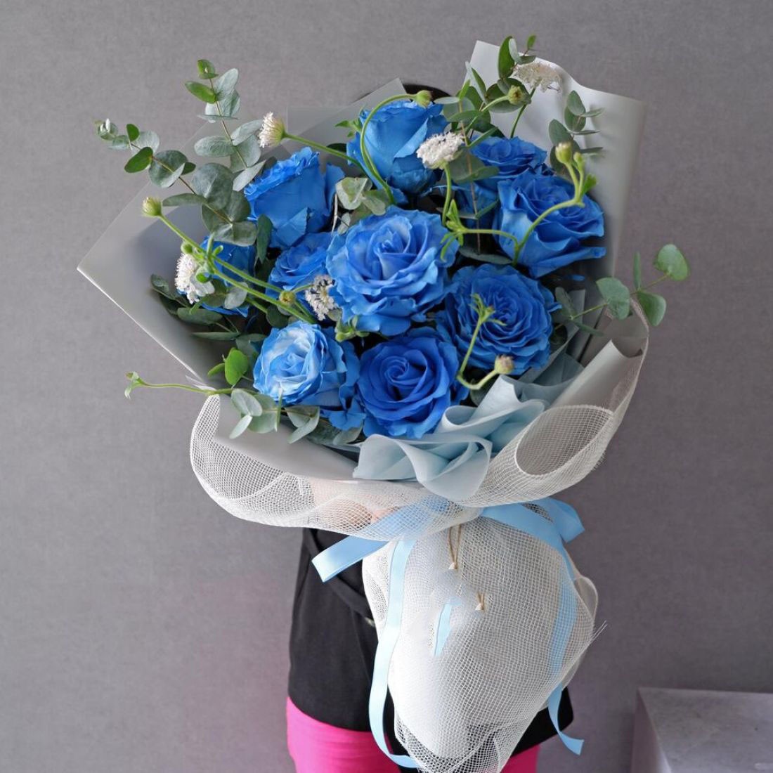 bó hoa hồng xanh nhập khẩu - 674